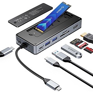 Prime Members ORICO 8-in-1 USB-C Hub w/ M.2 NVMe/SATA SSD Enclosure $30.78 & More + Free S&H