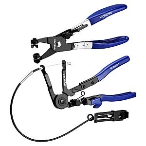 Prime, WORKPRO 2-Piece Hose Clamp Pliers Set, 27" Flexible Hose Clamp Plier & Flat Band Hose Pliers Removal Tool for Car Coolant Hose, $16.99