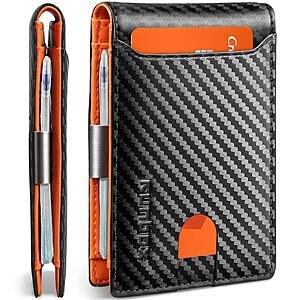 RUNBOX Slim Wallets for Men - Leather Money Clip Mens Wallet - RFID Blocking Front Pocket Bifold Wallet - Thin Credit Card Holder with Gift Box $12.99