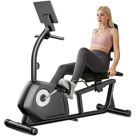 Recumbent Exercise Bike, Magnetic Stationary Bike for Home, Adjustable Seat