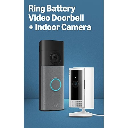 Ring Battery Doorbell 2nd Gen & Indoor Cam Bundle (Speckled Gray/White)
