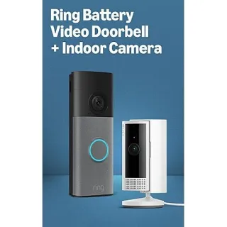 Ring Battery Doorbell 2nd Gen & Indoor Cam Bundle (Speckled Gray/White)