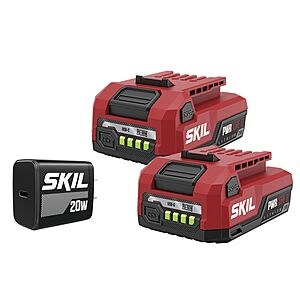 SKIL PWR CORE 12 2 x 2.0Ah 12V USB-C Battery and Charger Starter Kit Including Two 2.0Ah Batteries and 20W PD Charger-CB5020A-22 $49.99