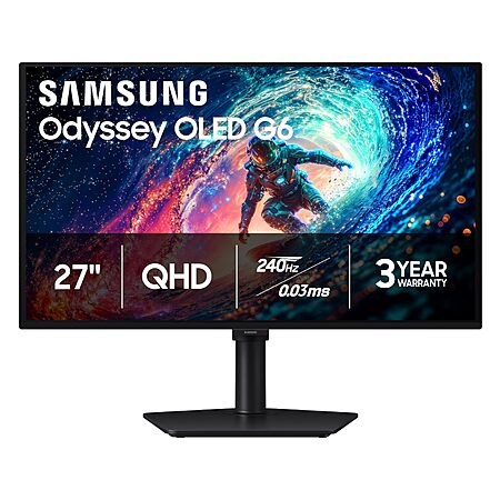 Samsung 27" Odyssey OLED G6 (G61SH) 1440p 240Hz QD-OLED $384.99
