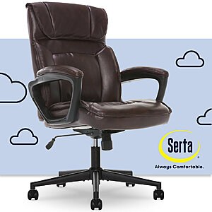 Serta Hannah Executive Faux Leather Office Chair w/ Headrest Pillow & Lumbar Support (Biscuit) $122.99 + Free Shipping