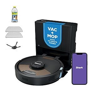 Shark Matrix Plus 2in1 Robot Vacuum & Mop with Sonic Mopping, Matrix Clean, Home Mapping, HEPA Bagless Self Empty Base, CleanEdge, for Pet Hair, WiFi, Black/Brass, AV2620WA $269.99
