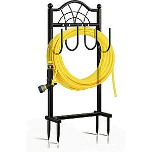 Shomextol Freestanding Metal Garden Hose Holder w/ 4 Spikes (Black) $17.39 + Free Shipping w/ Prime or on $35+