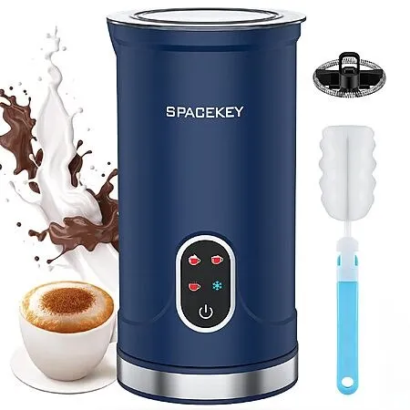 Spacekey 4-in-1 Electric Milk Frother, Mute Mode, 10.1oz Milk Steamer | Dense Foam, Airy Foam, Cold Foam & Warm Milk, 5oz Frothing, 10.1oz Heating