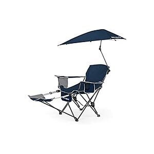 Sport-Brella 3-Position Recliner Chair with Removable Umbrella and Footrest (Midnight Blue) $50