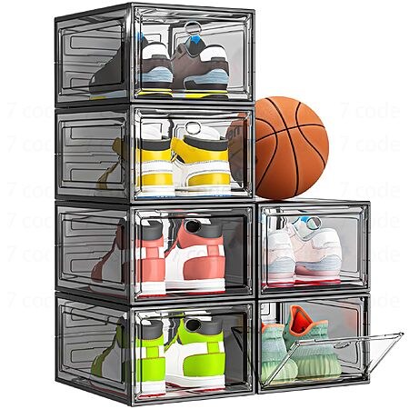 Sturdy Clear Shoe Organizer with Magnetic Door, Stackable Shoe Storage Box (Various Sizes) $35.95