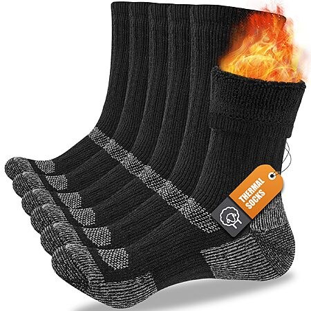 SukModen Merino Wool Thermal Socks for Men Women, 3 Pairs Thick Cushion Winter Boot Heavy Duty Work Socks for Hiking Walking