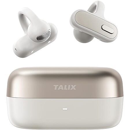 TALIX X8 Open Ear Clip-On Wireless Earbuds w/ AI ENC & Bluetooth 6.0 (White or Pink)