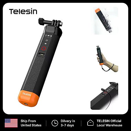 TELESIN Waterproof Selfie Stick Buoyancy Bar & Wireless Remote Control For GoPro Hero; free s&h $16.42