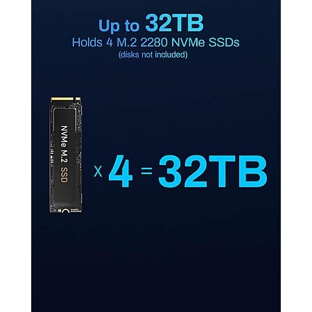 TERRAMASTER F4 SSD 4-Bay SSD NAS, 30% off, $349.99, Intel N95 4-Core, DDR5 8GB RAM, 5GbE LAN