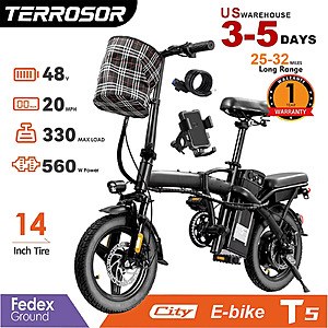 Terrosor T5 14" 560W Electric Folding Bike $129.41 + FS