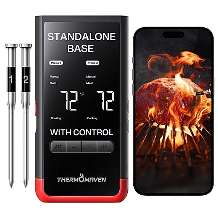 ThermoMaven P2 Smart Bluetooth Wireless Wi-Fi Meat Thermometer w/ 2 Probes