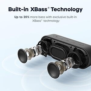 Tribit XSound Go Bluetooth Speaker, 16W Portable Wireless Speaker with Loud Sound, 24H Playtime, IPX7 Waterproof, Custom EQ, XBass, BT5.3, TWS Pairing (Black) $29.97