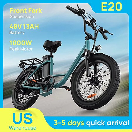 URLIFE E20 20” Electric Bike, 1000W / 48V / 13Ah, Removable Battery, 20mph, Fat Tire, 7-Speed, Dual Disc Brake; free s&h $288.8