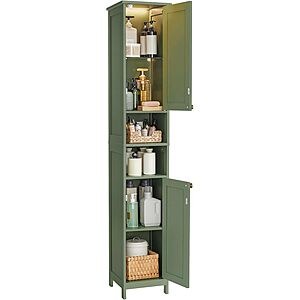 VASAGLE Tall Storage Cabinet with Lights $64 + Free Shipping
