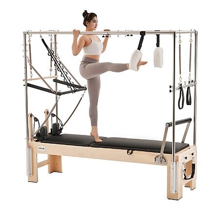 VEVOR Pilates Reformer, Wooden Pilates Machine for Home Gym Studio, Strength Training Workout Equipment with Dual Resistance, Reformer Box, Jump Board, Up to 400 LBS $1619.91