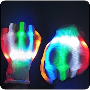 VICAITOYS LED Light-Up Gloves w/ 6 Flashing Modes (1-Pair) $3.98 + Free Shipping w/ Prime or on $35+