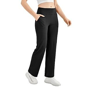 Walifrey Wide Straight  Leg Yoga Pants for Women with Pockets (Black, Sizes X-Small - XX-Large) $5.99 + Free Shipping w/ Prime or on $35+
