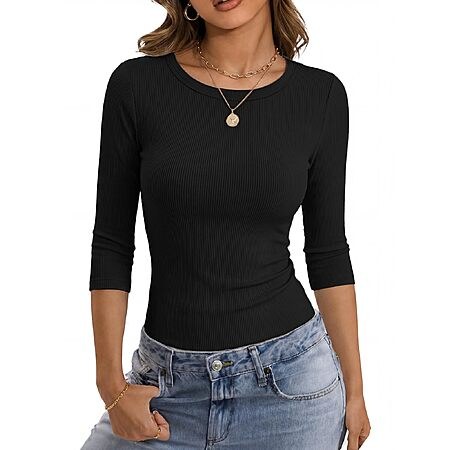 Women's 3/4 Sleeve Ribbed Top