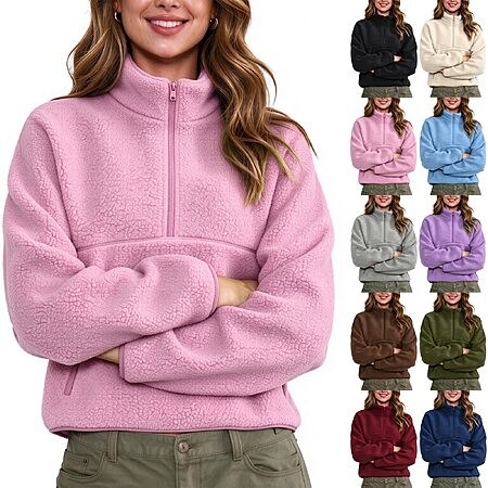 Womens Quarter Zip Pullover Sherpa Jacket