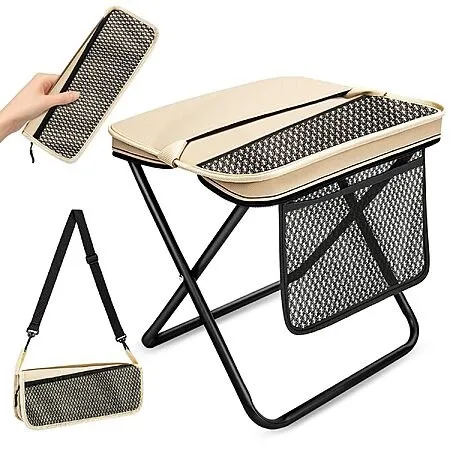 XL Foldable Backpack Stool w/ Mesh Pocket for Adults