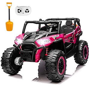 Yexmas 24V Kids Ride on Car Truck,2 Seater Kids Electric Car with Remote Control,4WD Toddler Ride on Car with 110lb Weight Capacity,Pink $218.99