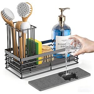 Yofidra Stainless Steel Kitchen Sink Caddy w/ Earth Drying Stone (Black) $6.99 + Free Shipping w/ Prime or on $35+