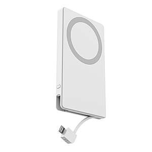 onn 5,000 mAh Portable Power Bank w/ Built-in Lightning Cable & Mag-Attach Ring (MFI Certified, White) $7.00 + Free Shipping w/ Walmart+ or on $35+